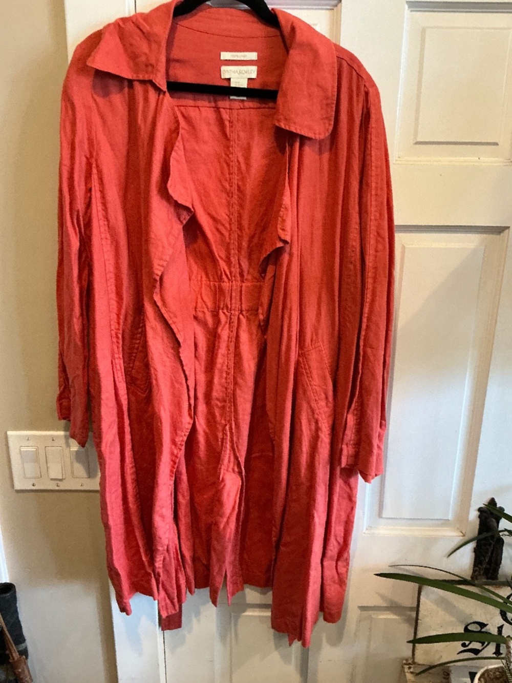 Cynthia Rowley linen jacket with pockets and waist tie!